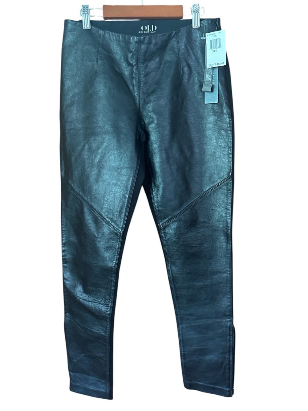 NWT $242 SOLD Design Lab Black Contrast Genuine Leather Skinny Jeans